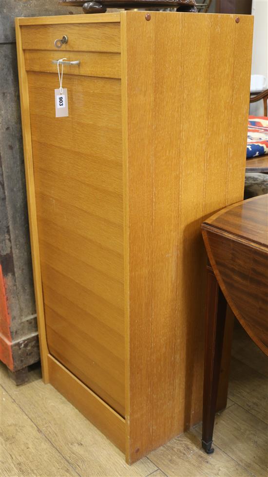 An oak tambour shutter filing cabinet W.50cm
